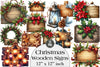 Christmas Wooden Signs Clipart Bundle