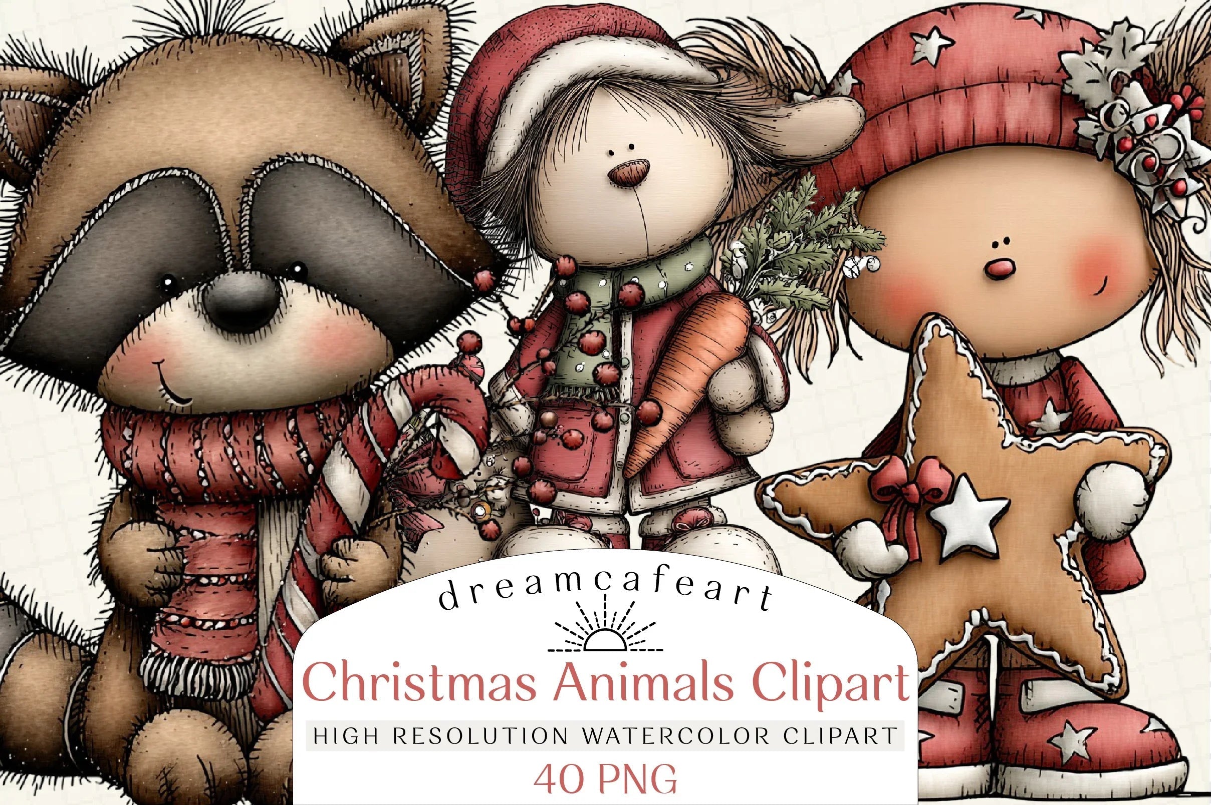 Christmas Woodland Animals Clipart Bundle - CraftNest - Digital Crafting and Art
