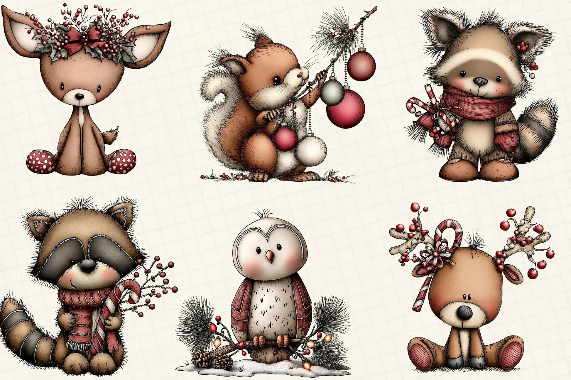 Christmas Woodland Animals Clipart Bundle - CraftNest - Digital Crafting and Art