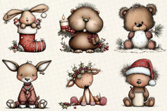 Christmas Woodland Animals Clipart Bundle - CraftNest - Digital Crafting and Art