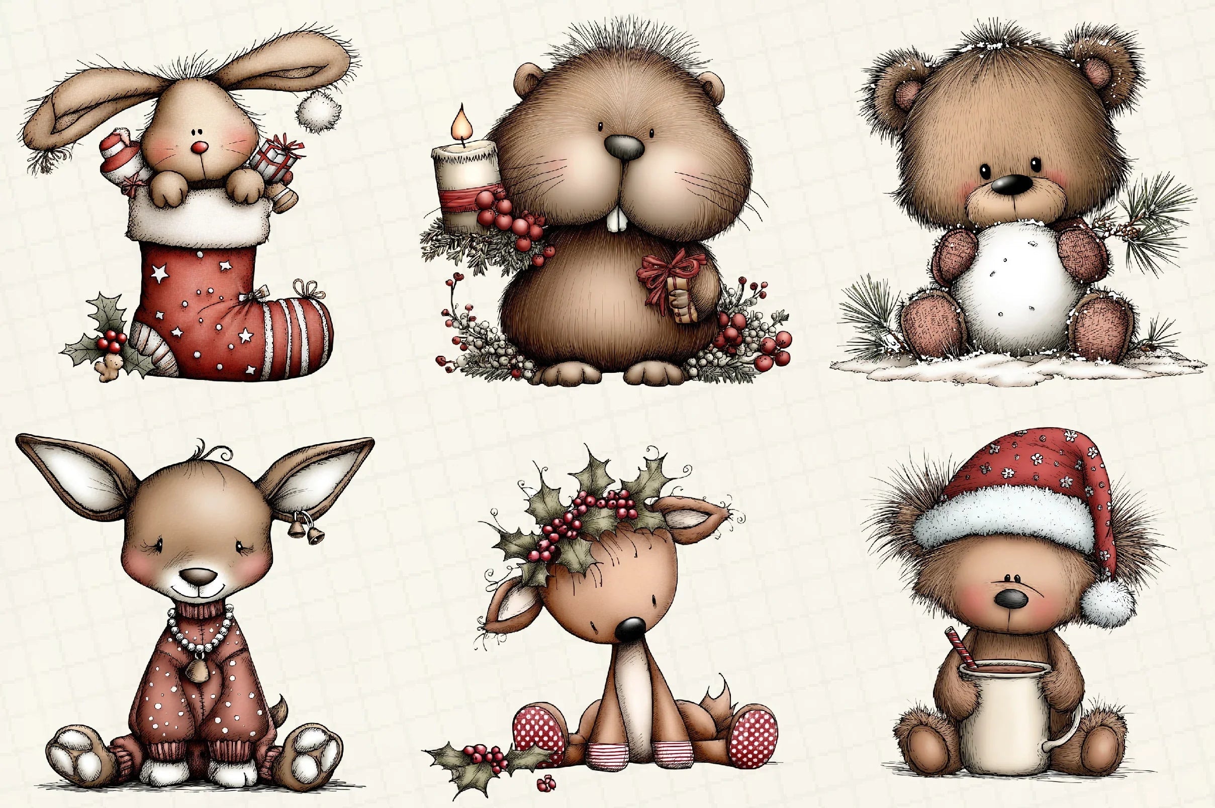 Christmas Woodland Animals Clipart Bundle - CraftNest - Digital Crafting and Art