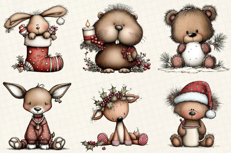 Christmas Woodland Animals Clipart Bundle - CraftNest - Digital Crafting and Art