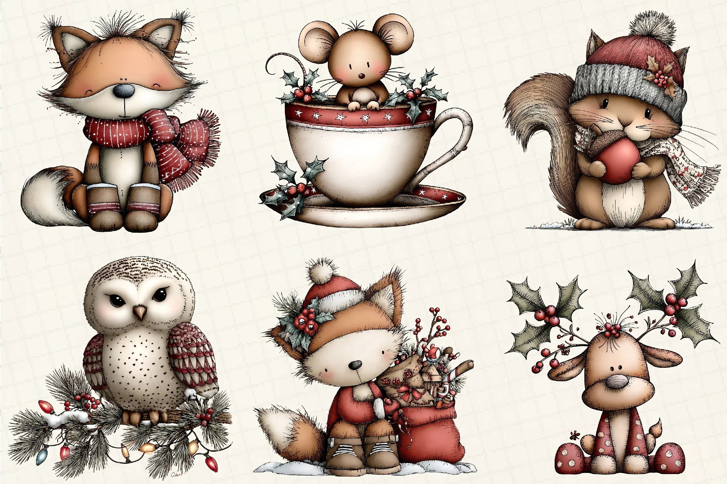 Christmas Woodland Animals Clipart Bundle - CraftNest - Digital Crafting and Art