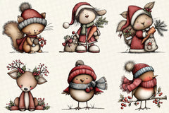 Christmas Woodland Animals Clipart Bundle - CraftNest - Digital Crafting and Art