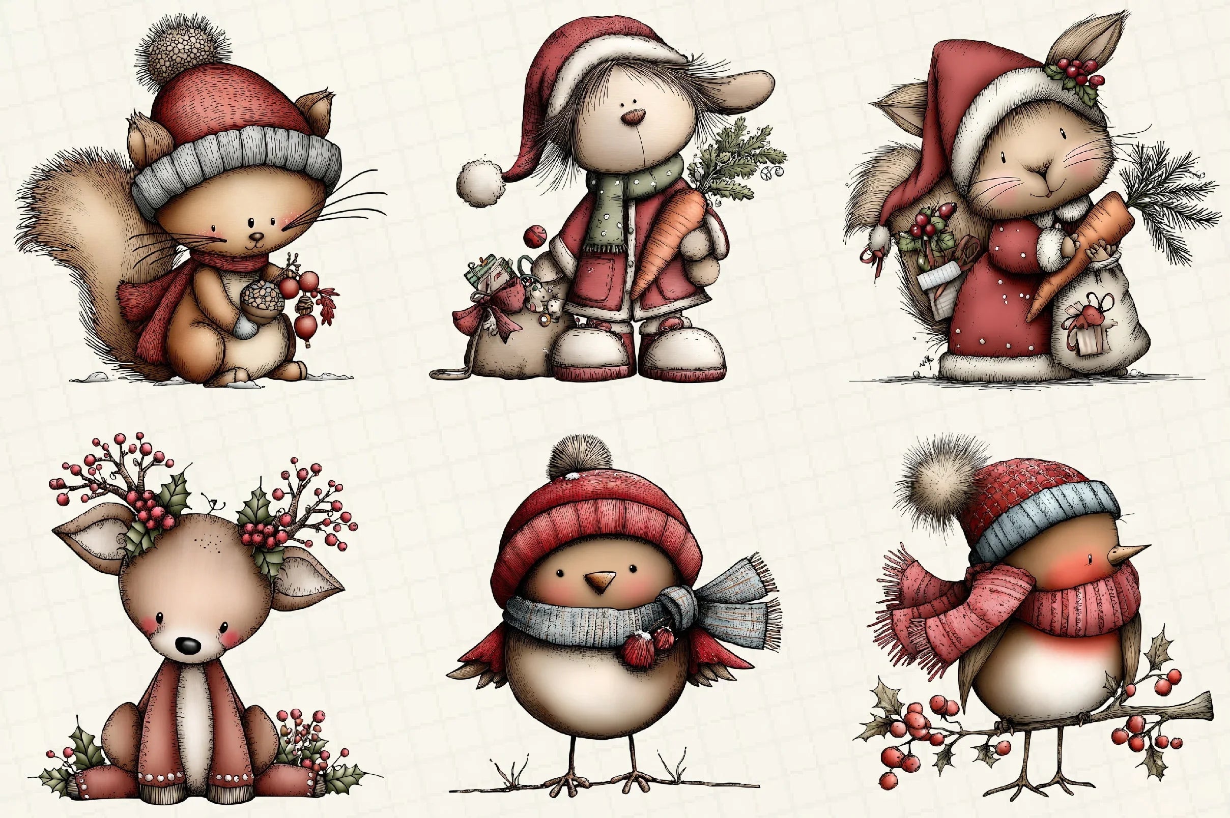 Christmas Woodland Animals Clipart Bundle - CraftNest - Digital Crafting and Art