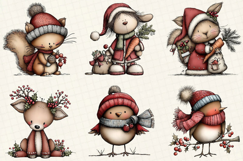 Christmas Woodland Animals Clipart Bundle - CraftNest - Digital Crafting and Art