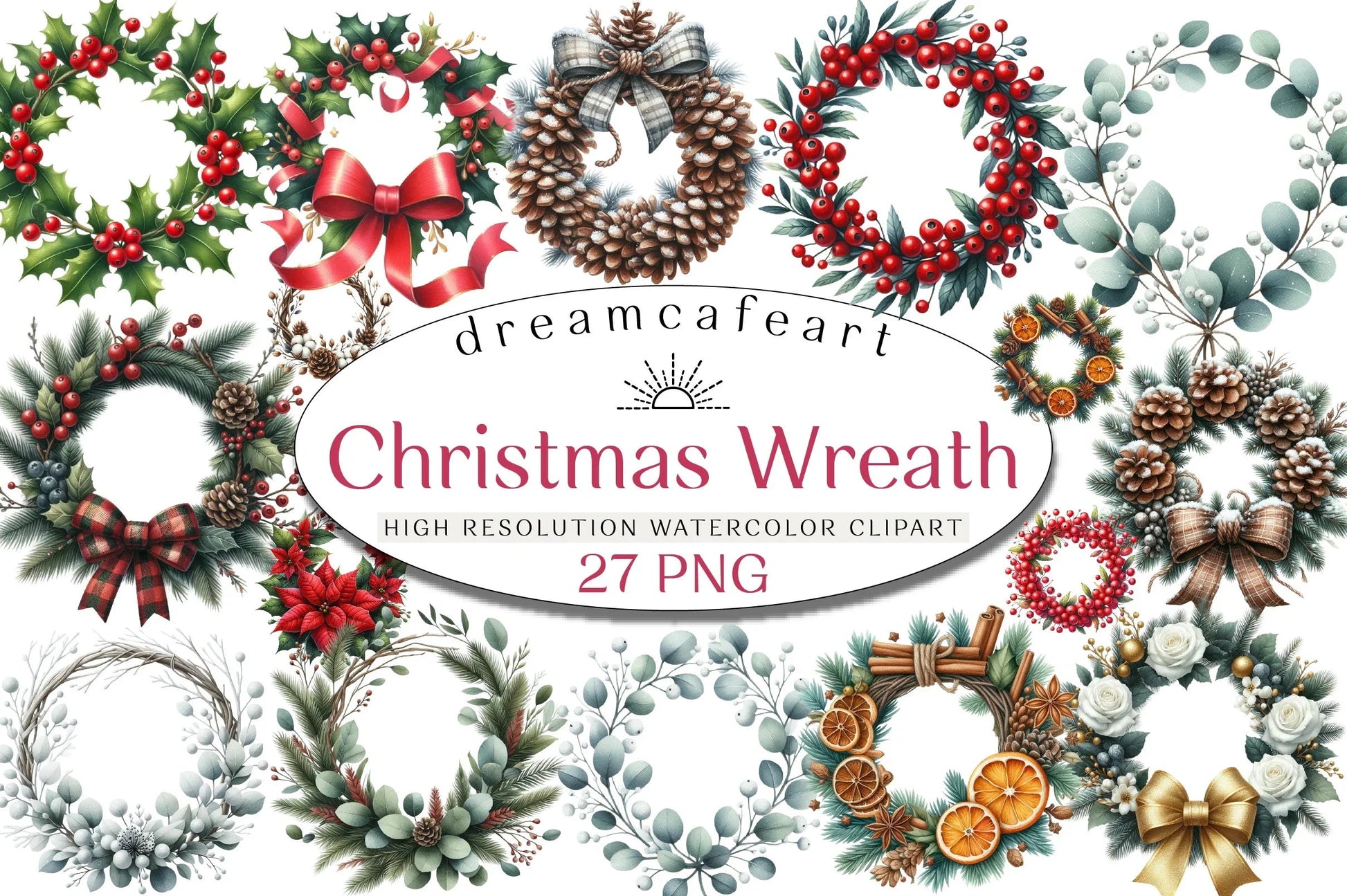 Christmas Wreath Clipart Bundle - CraftNest - Digital Crafting and Art