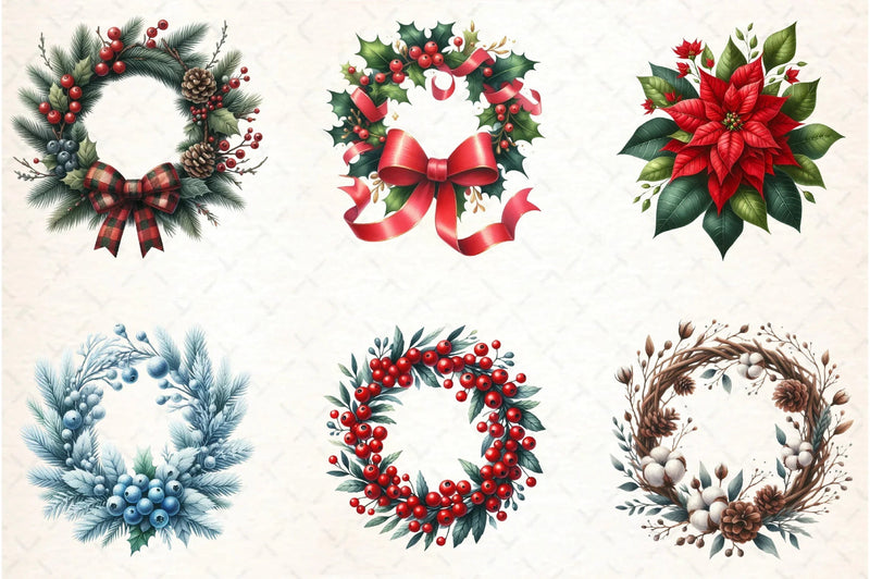 Christmas Wreath Clipart Bundle - CraftNest - Digital Crafting and Art