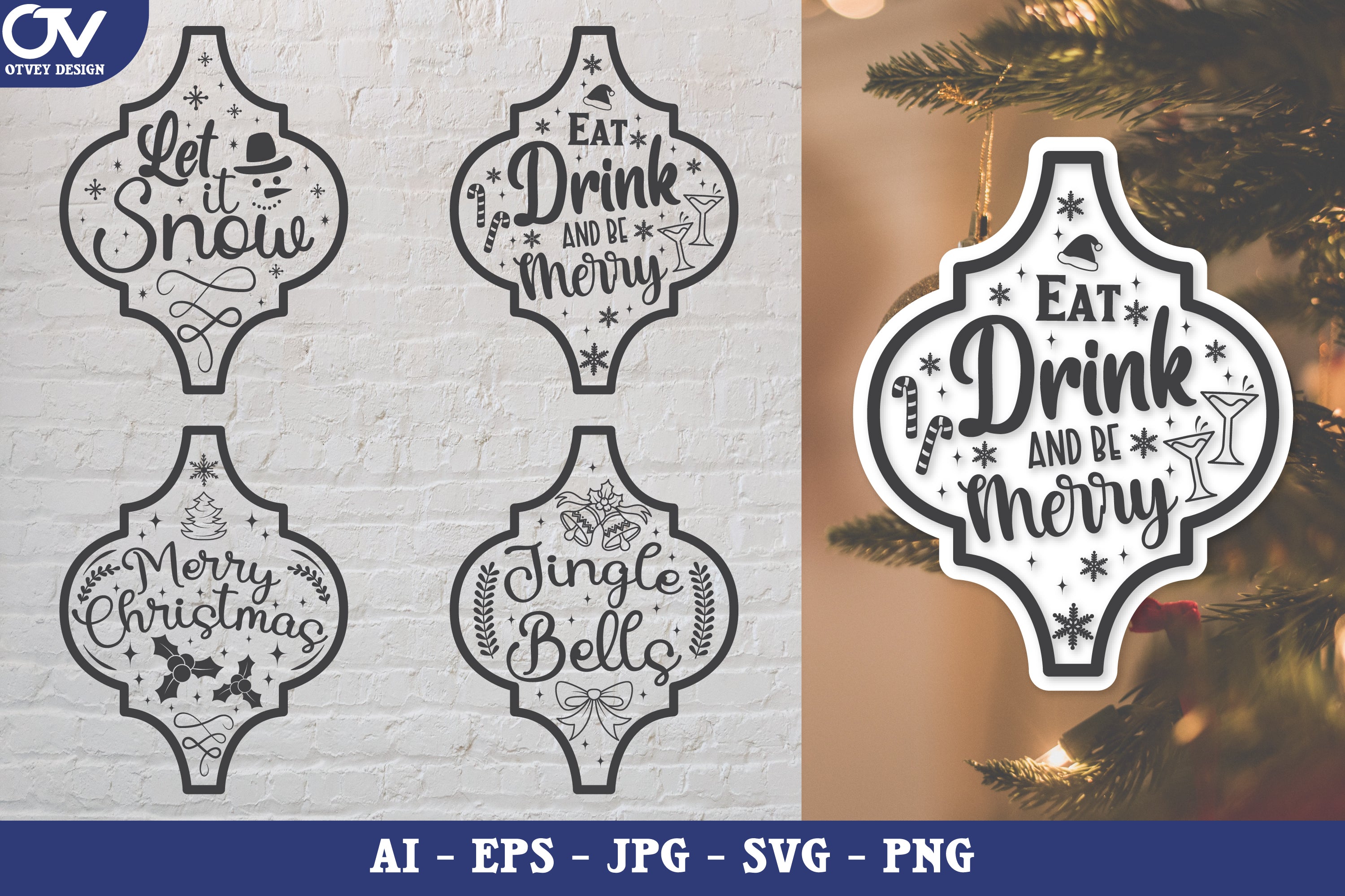 Christmas Arabesque Illustration Decal SVG Bundle 1 - CraftNest - Digital Crafting and Art