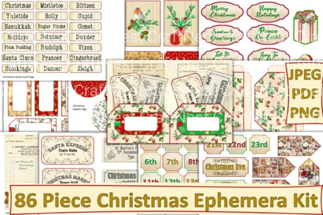 Christmas Clipart Bundle: 86 Festive Pieces - CraftNest - Digital Crafting and Art