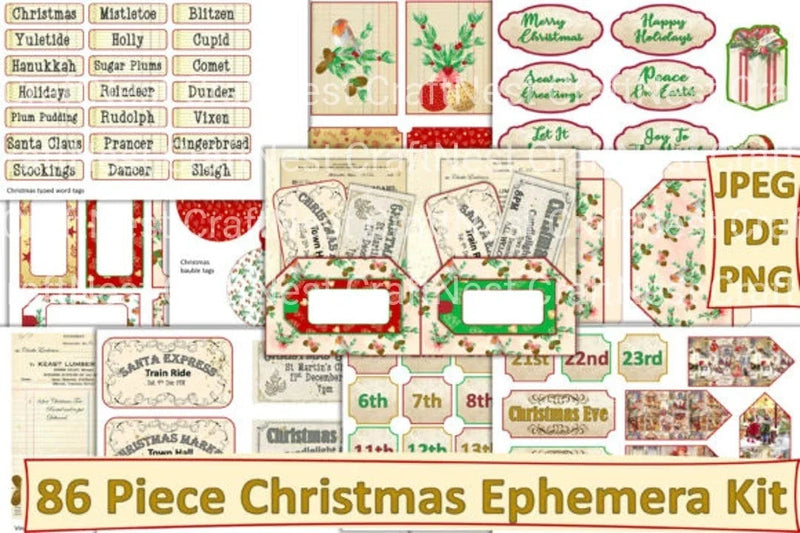 Christmas Clipart Bundle: 86 Festive Pieces - CraftNest - Digital Crafting and Art