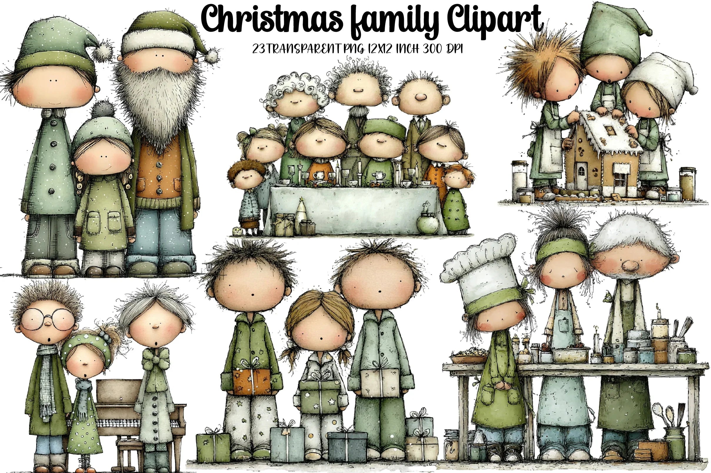 Christmas Family Clipart Bundle - CraftNest - Digital Crafting and Art