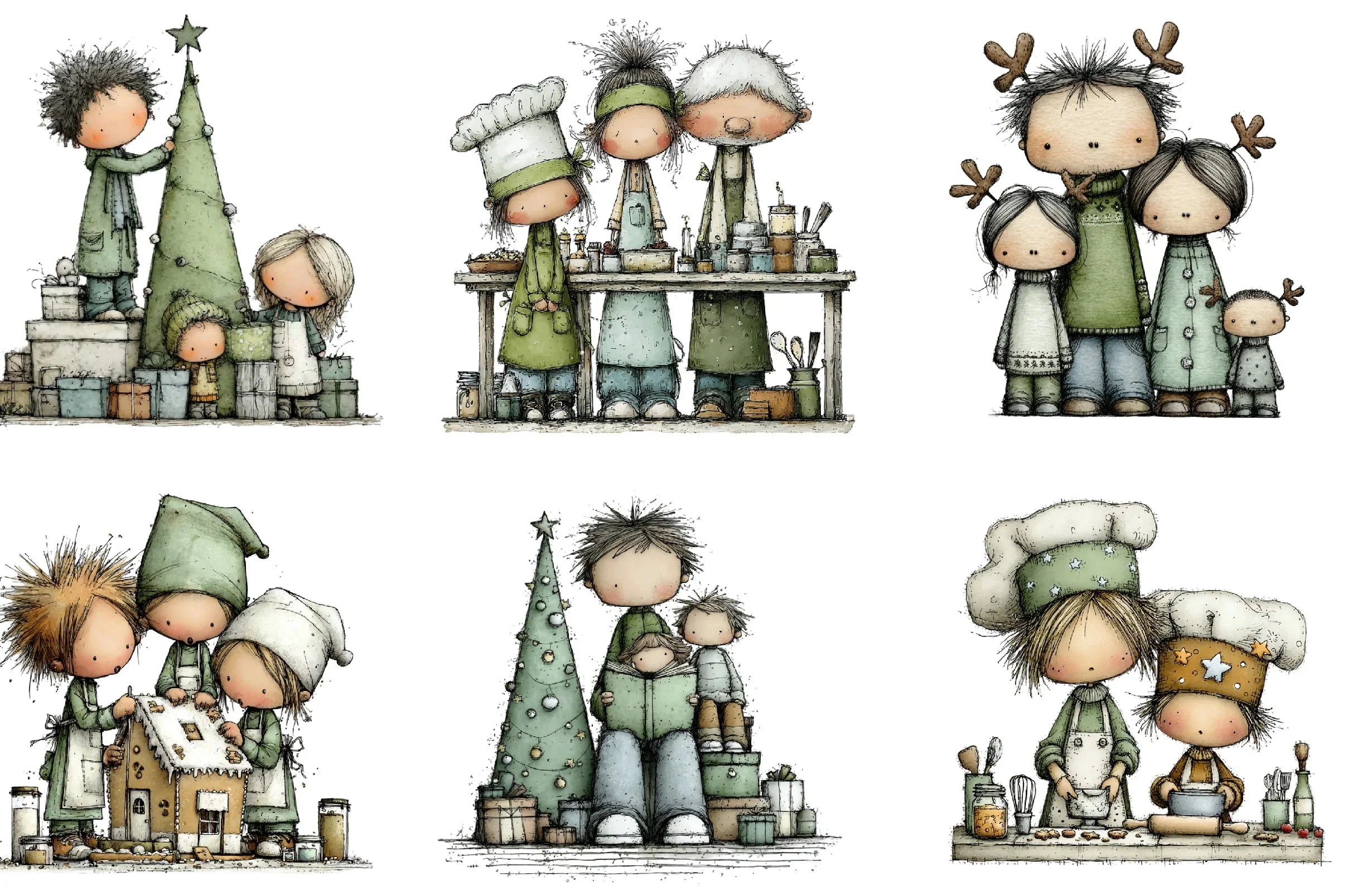 Christmas Family Clipart Bundle - CraftNest - Digital Crafting and Art
