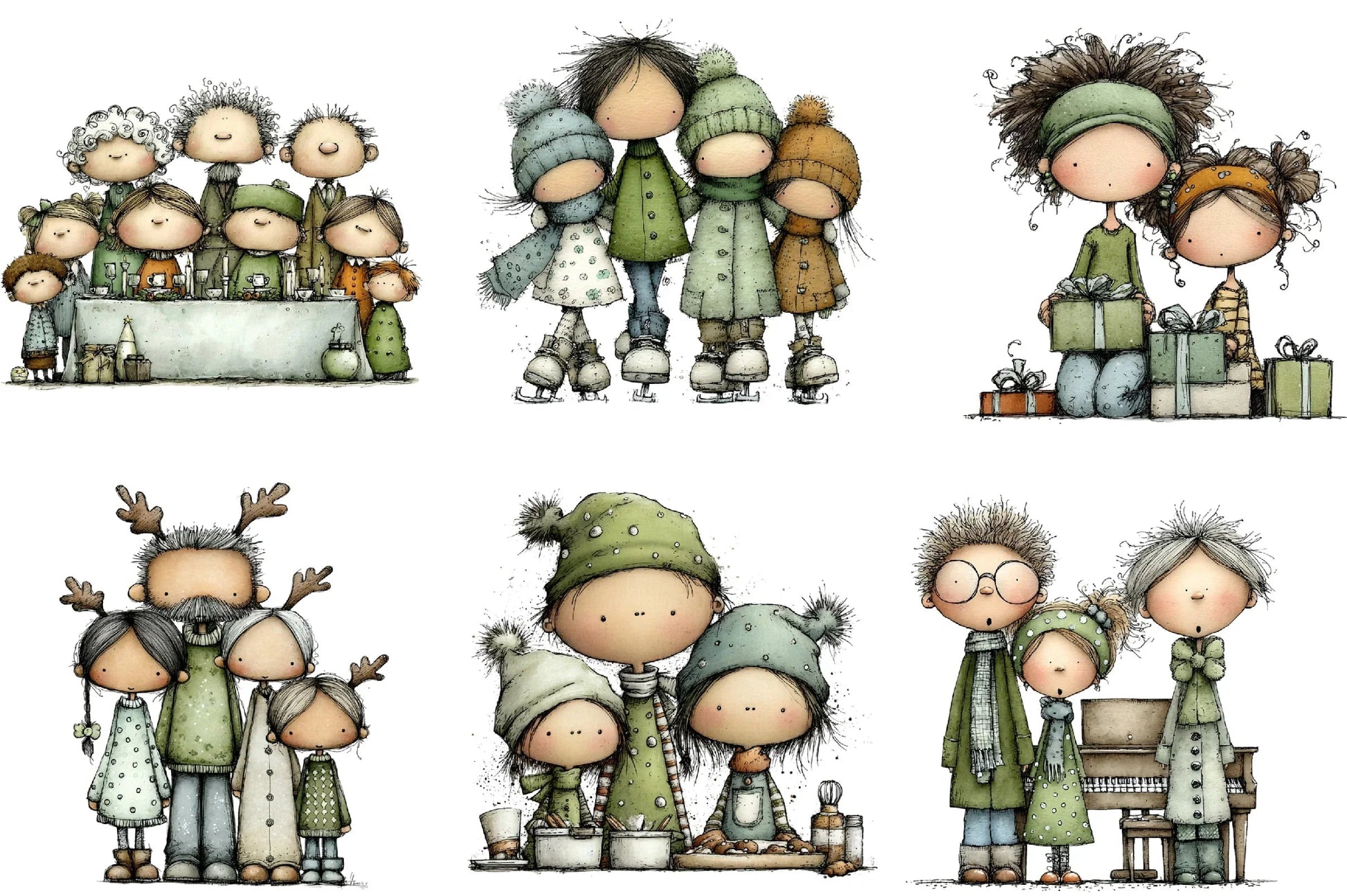 Christmas Family Clipart Bundle - CraftNest - Digital Crafting and Art