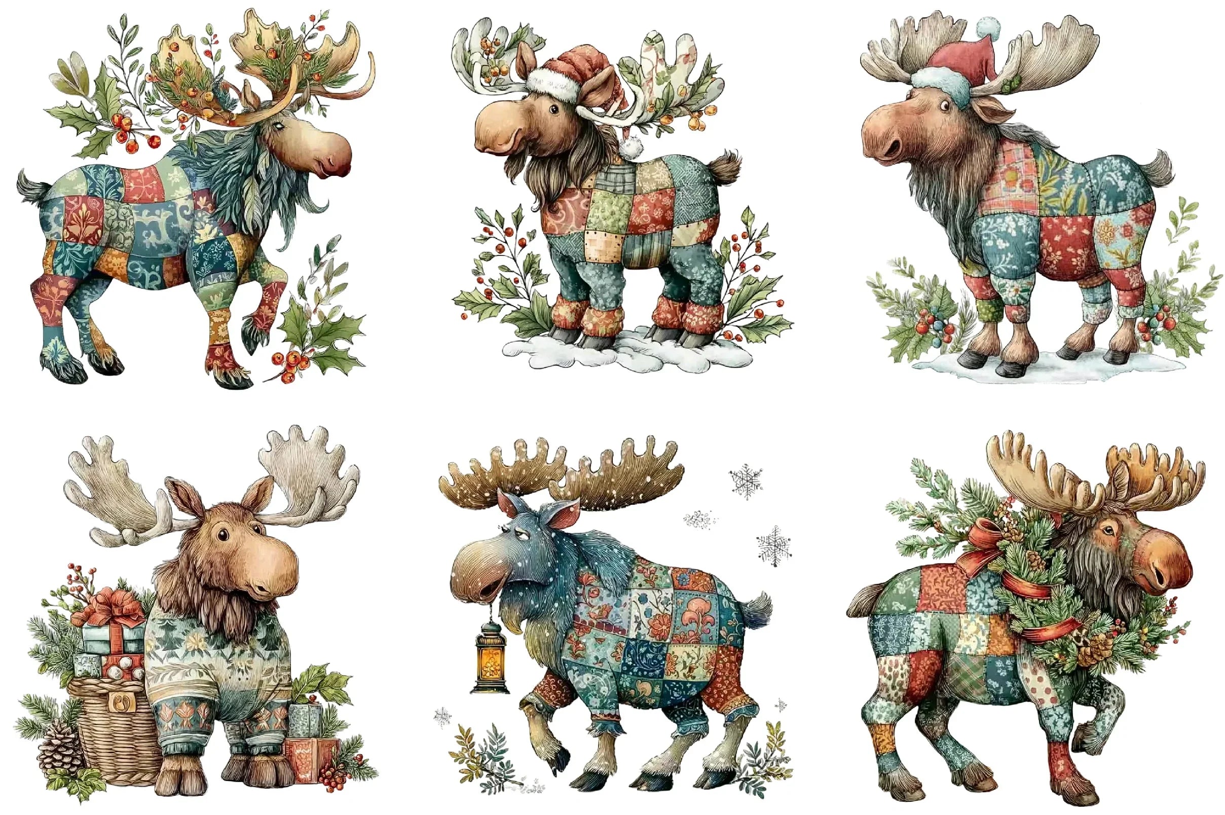 Christmas Moose Clipart Bundle - CraftNest - Digital Crafting and Art