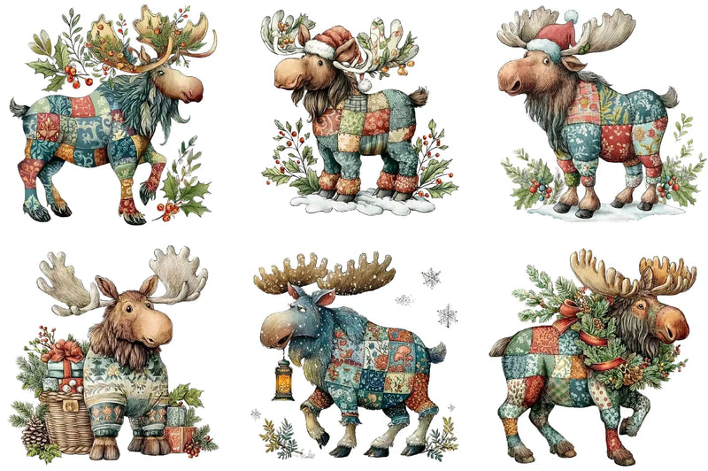Christmas Moose Clipart Bundle - CraftNest - Digital Crafting and Art