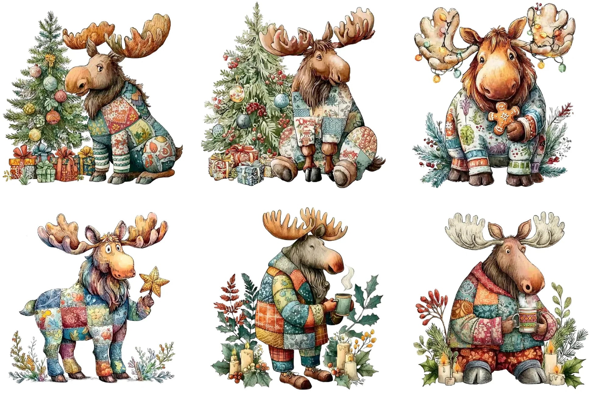 Christmas Moose Clipart Bundle - CraftNest - Digital Crafting and Art