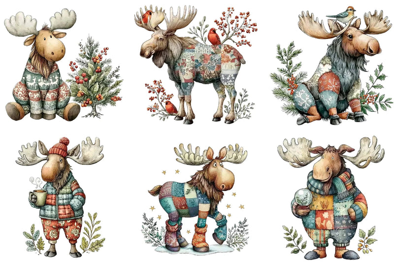 Christmas Moose Clipart Bundle - CraftNest - Digital Crafting and Art