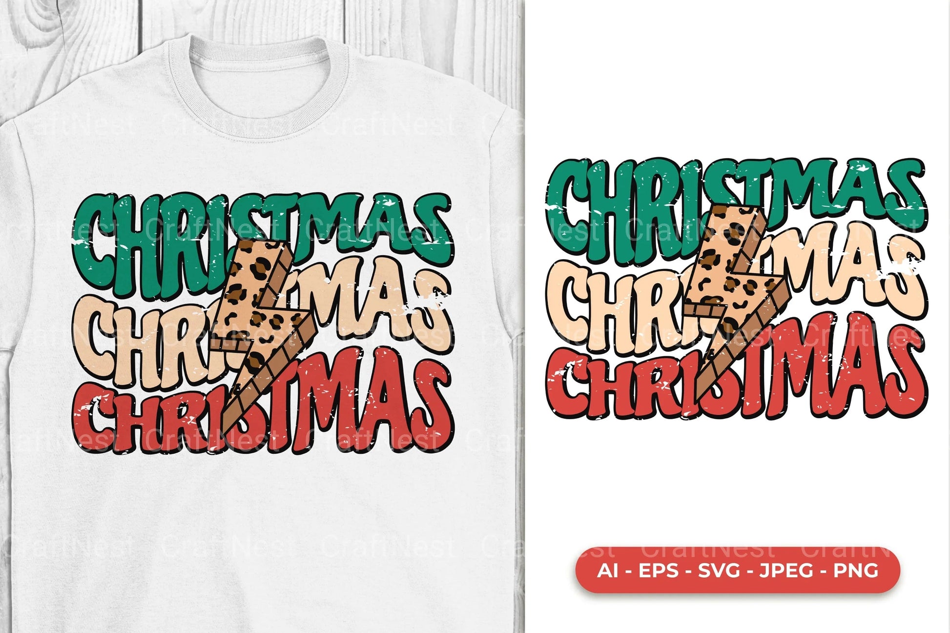 Christmas Retro Leopard Lightning SVG Bundle - CraftNest - Digital Crafting and Art
