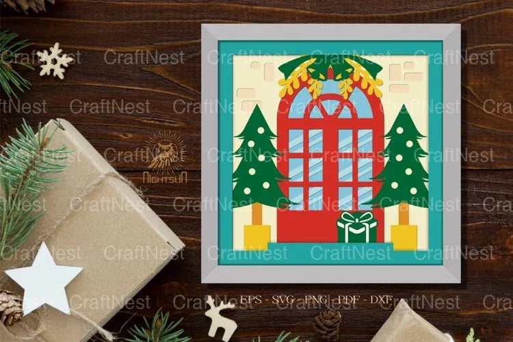 Christmas Season House Door Paper Cut Illustration Clipart Bundle - CraftNest - Digital Crafting and Art