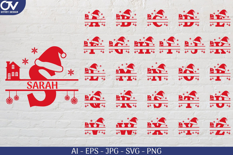 Christmas Split Alphabet SVG Bundle 3 - CraftNest - Digital Crafting and Art