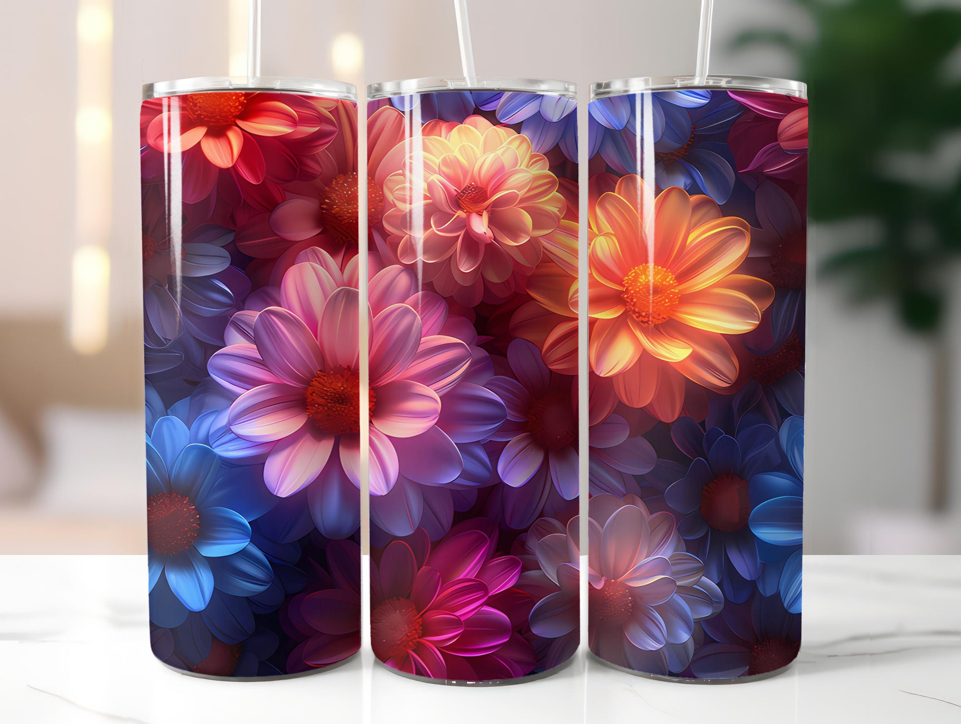 Chrysanthemums Flowers Tumbler Wrap - CraftNest - Digital Crafting and Art