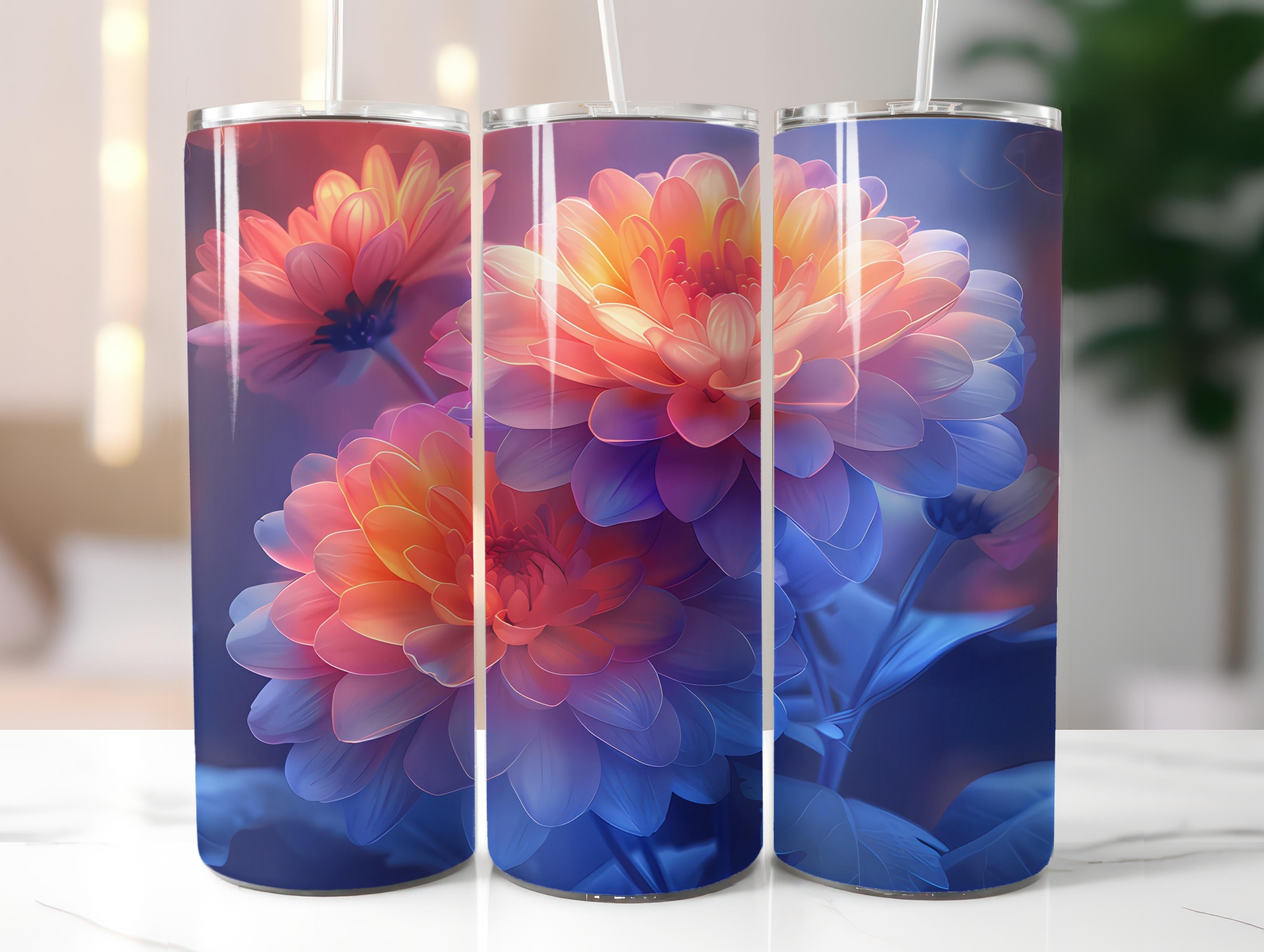 Chrysanthemums Flowers Tumbler Wrap - CraftNest - Digital Crafting and Art
