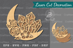 Chrystal Moon Laser Cut Decoration Clipart Bundle - CraftNest - Digital Crafting and Art