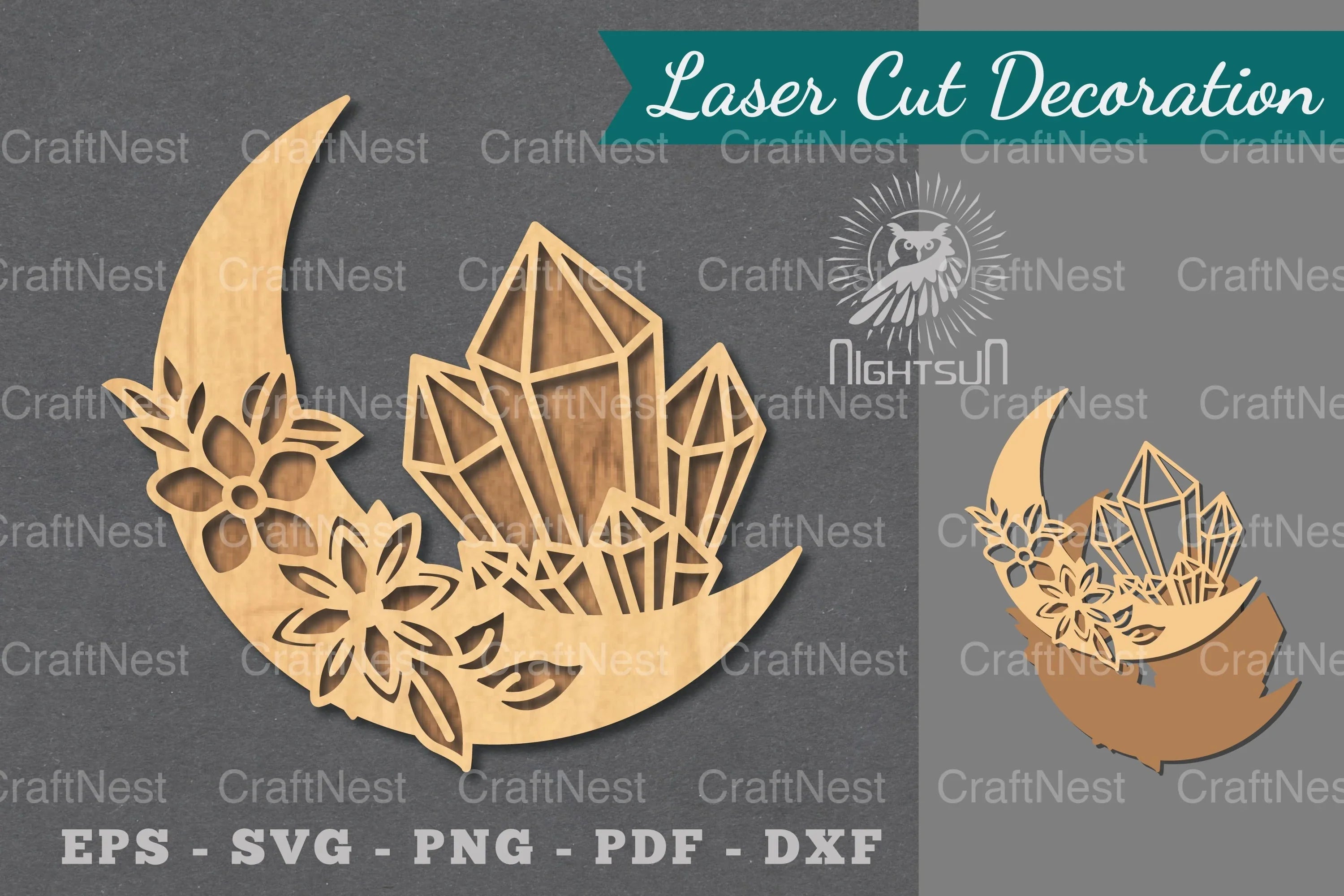 Chrystal Moon Laser Cut Decoration Clipart Bundle - CraftNest - Digital Crafting and Art
