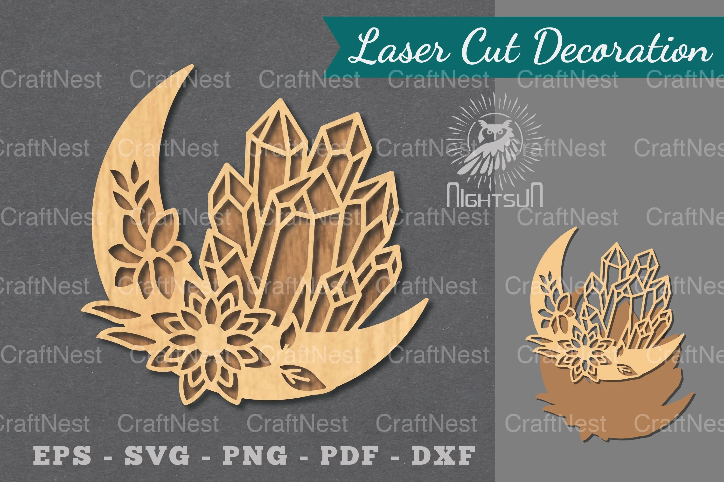 Chrystal Moon Laser Cut Decoration Clipart Bundle - CraftNest - Digital Crafting and Art