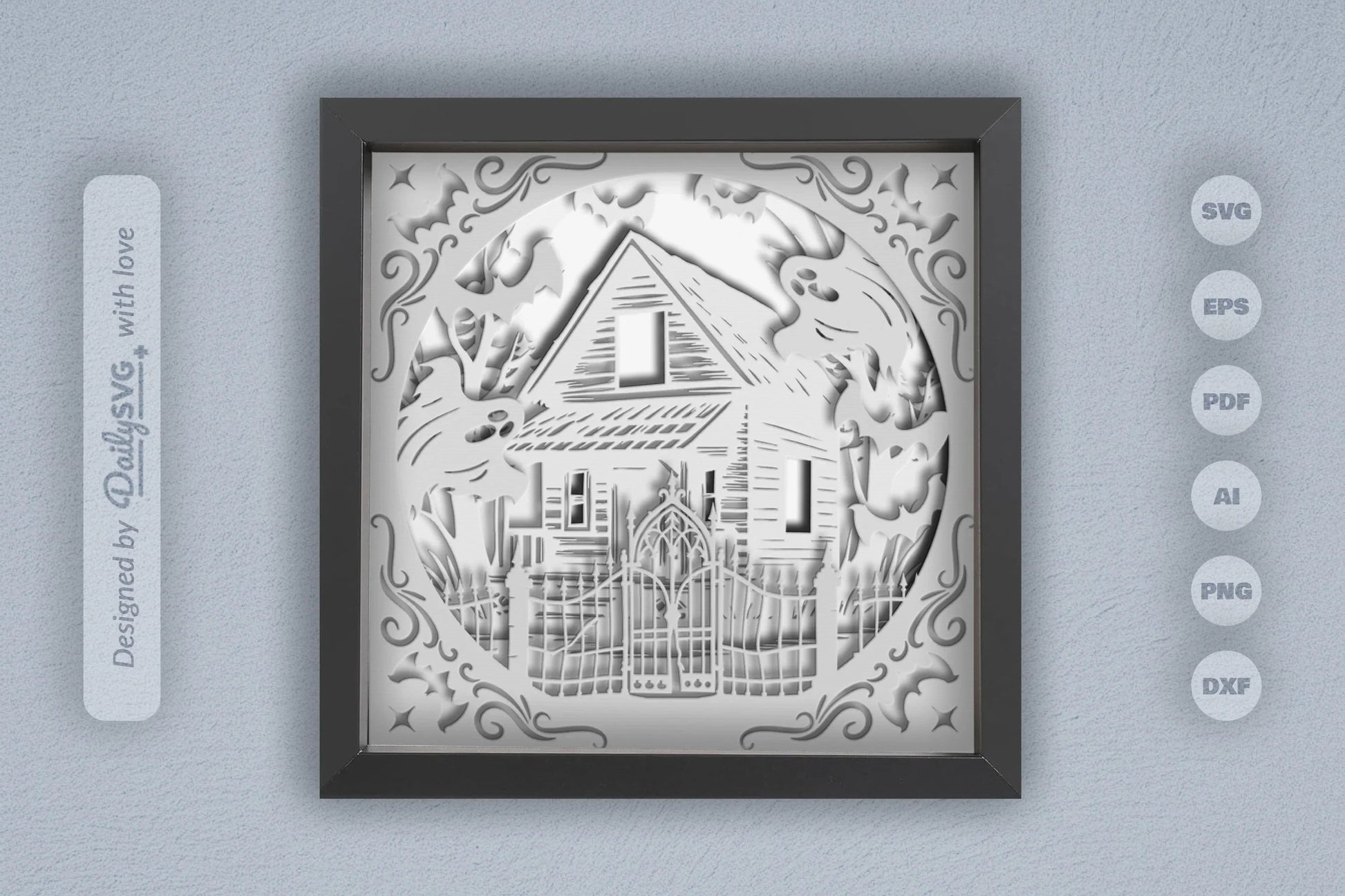 Circle Haunted Cabin 3D Papercut SVG Bundle - CraftNest - Digital Crafting and Art