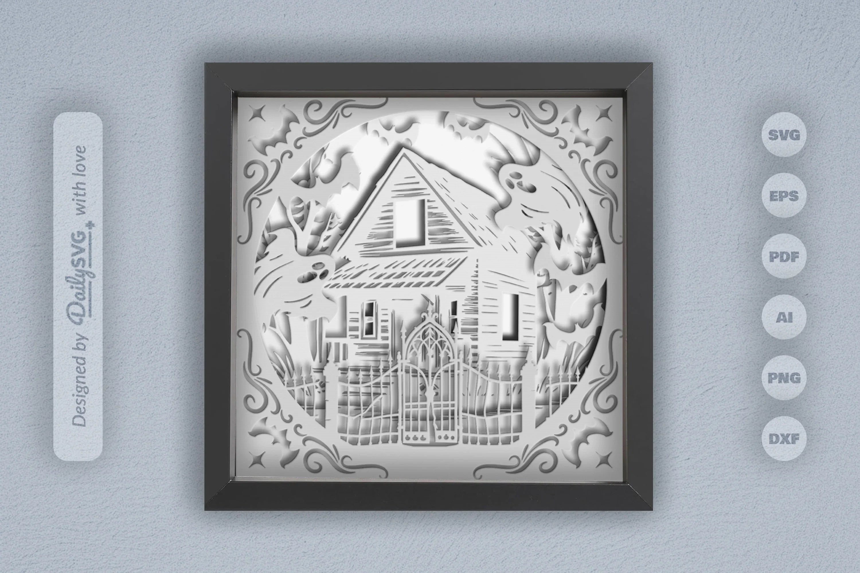 Circle Haunted Cabin 3D Papercut SVG Bundle - CraftNest - Digital Crafting and Art