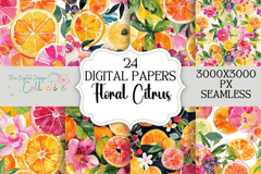 Citrus Floral Seamless Digital Paper - CraftNest - Digital Crafting and Art