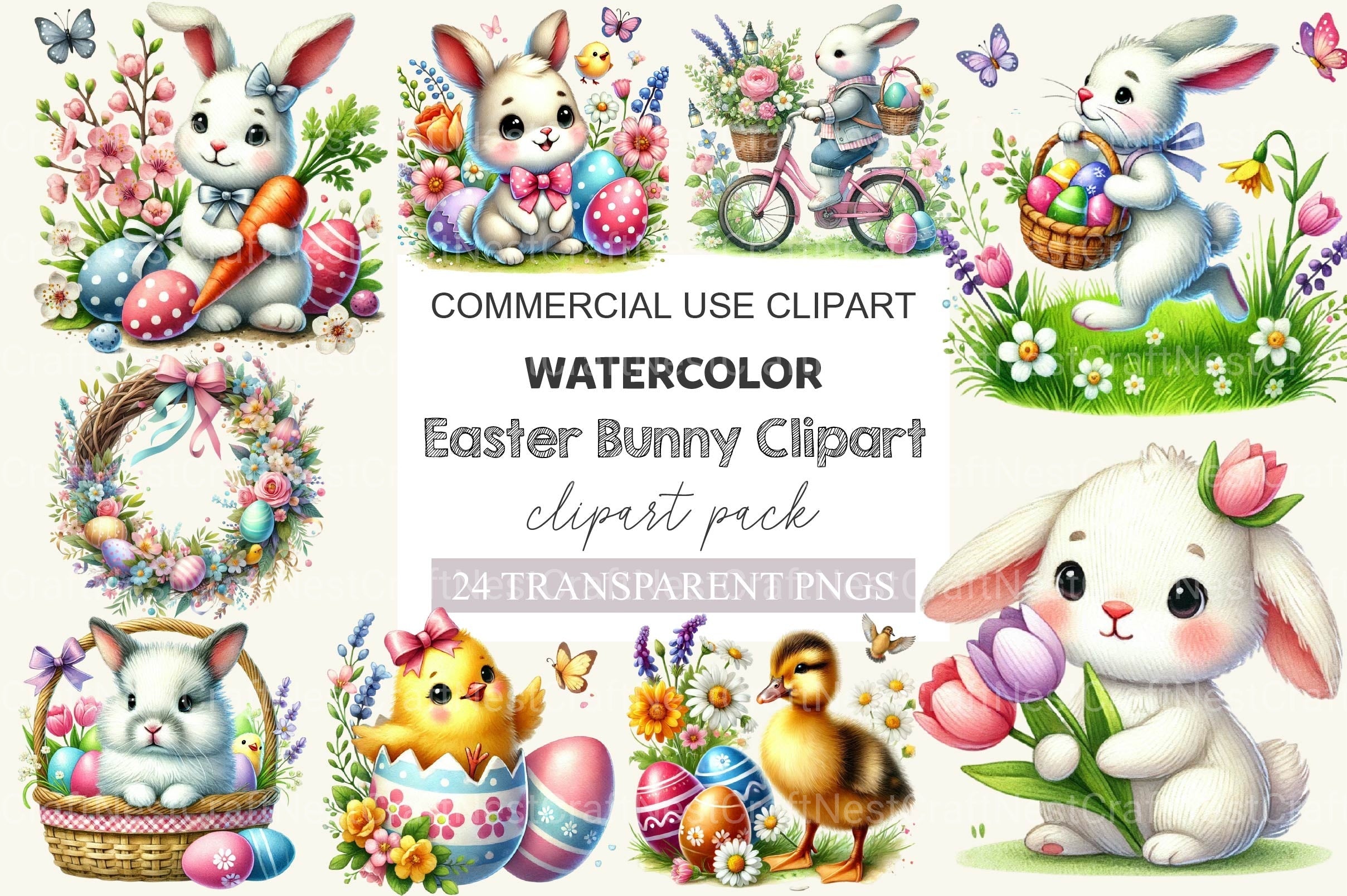 Cute Easter Clipart Bundle 4