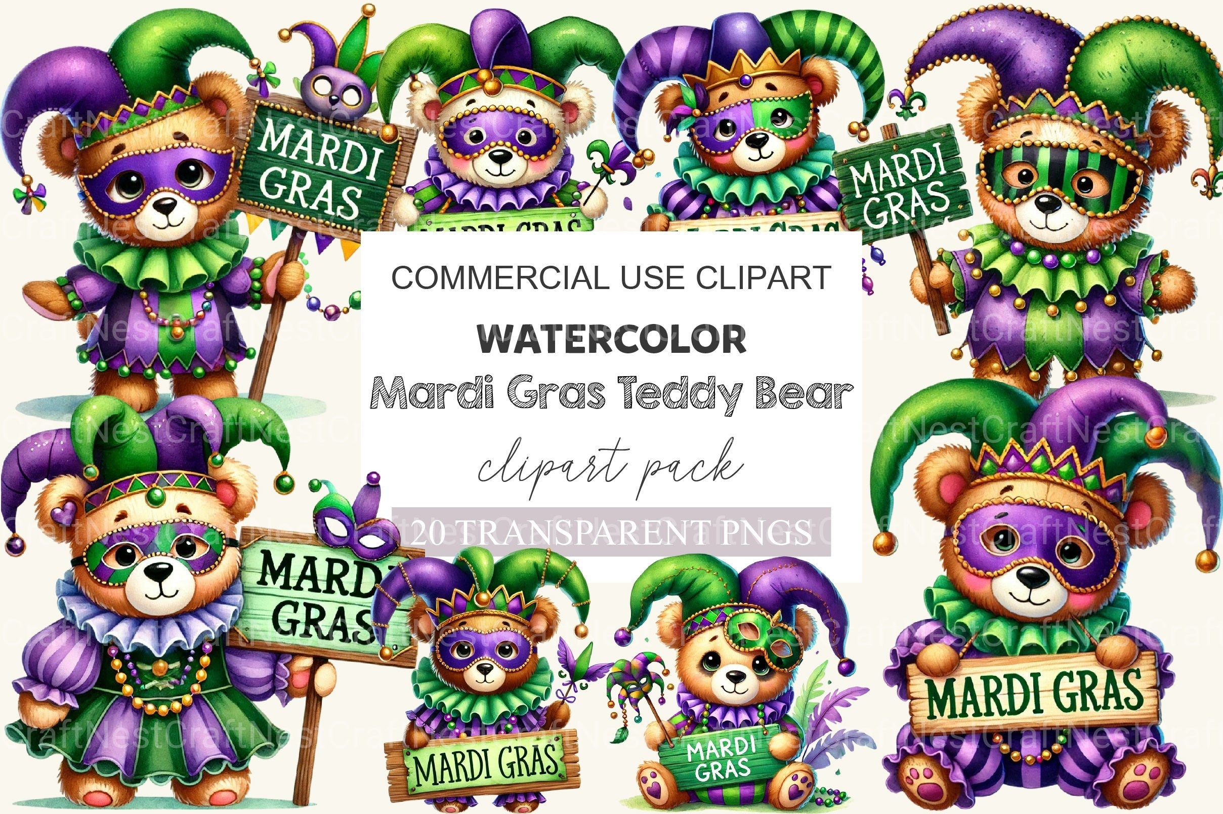 Mardi Gras Boy Clipart Bundle