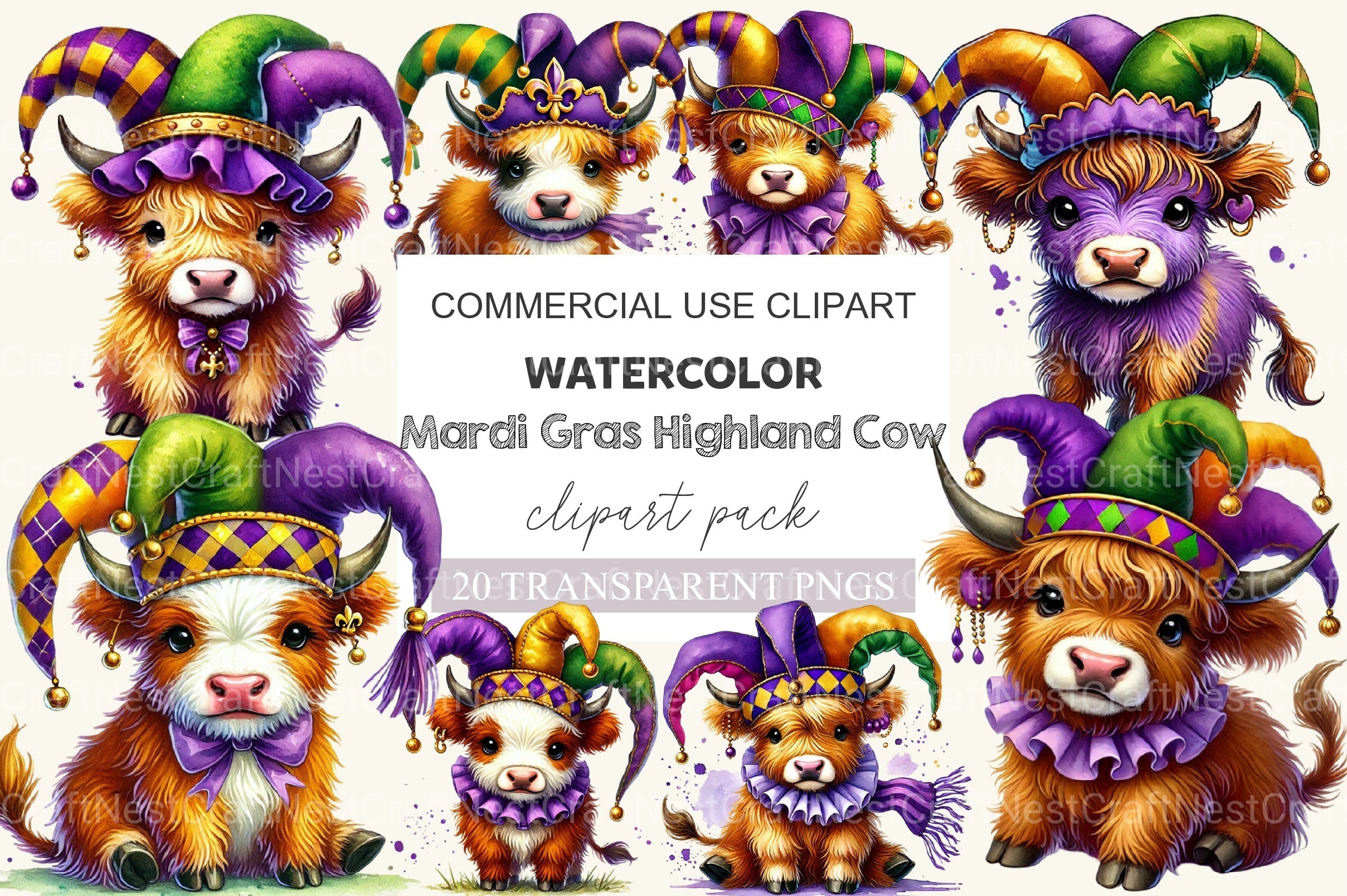 Highland Cow Clipart Bundle 12