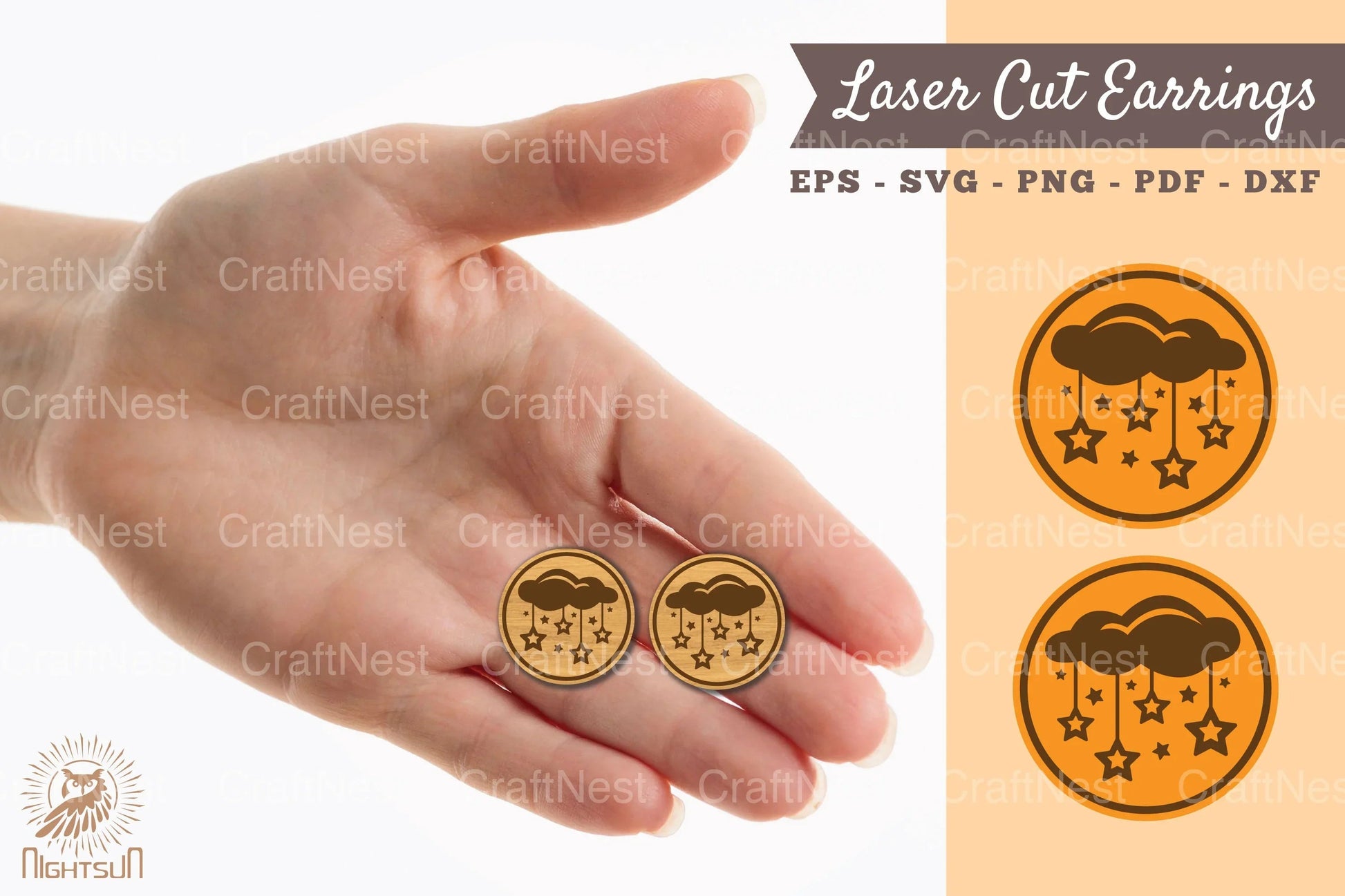 Cloud and Star Laser Cut Earrings SVG Bundle - CraftNest - Digital Crafting and Art