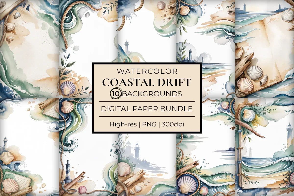 Coastal Drift Junk Journal Papers - CraftNest - Digital Crafting and Art