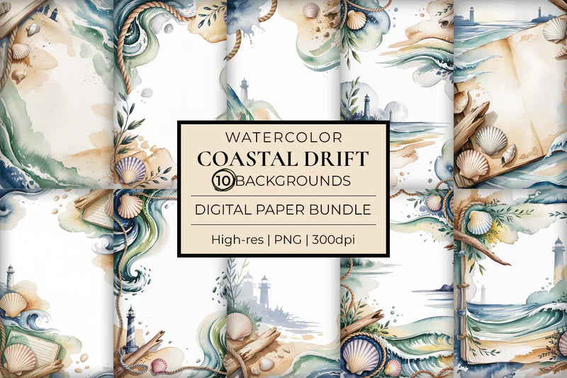 Coastal Drift Junk Journal Papers - CraftNest - Digital Crafting and Art