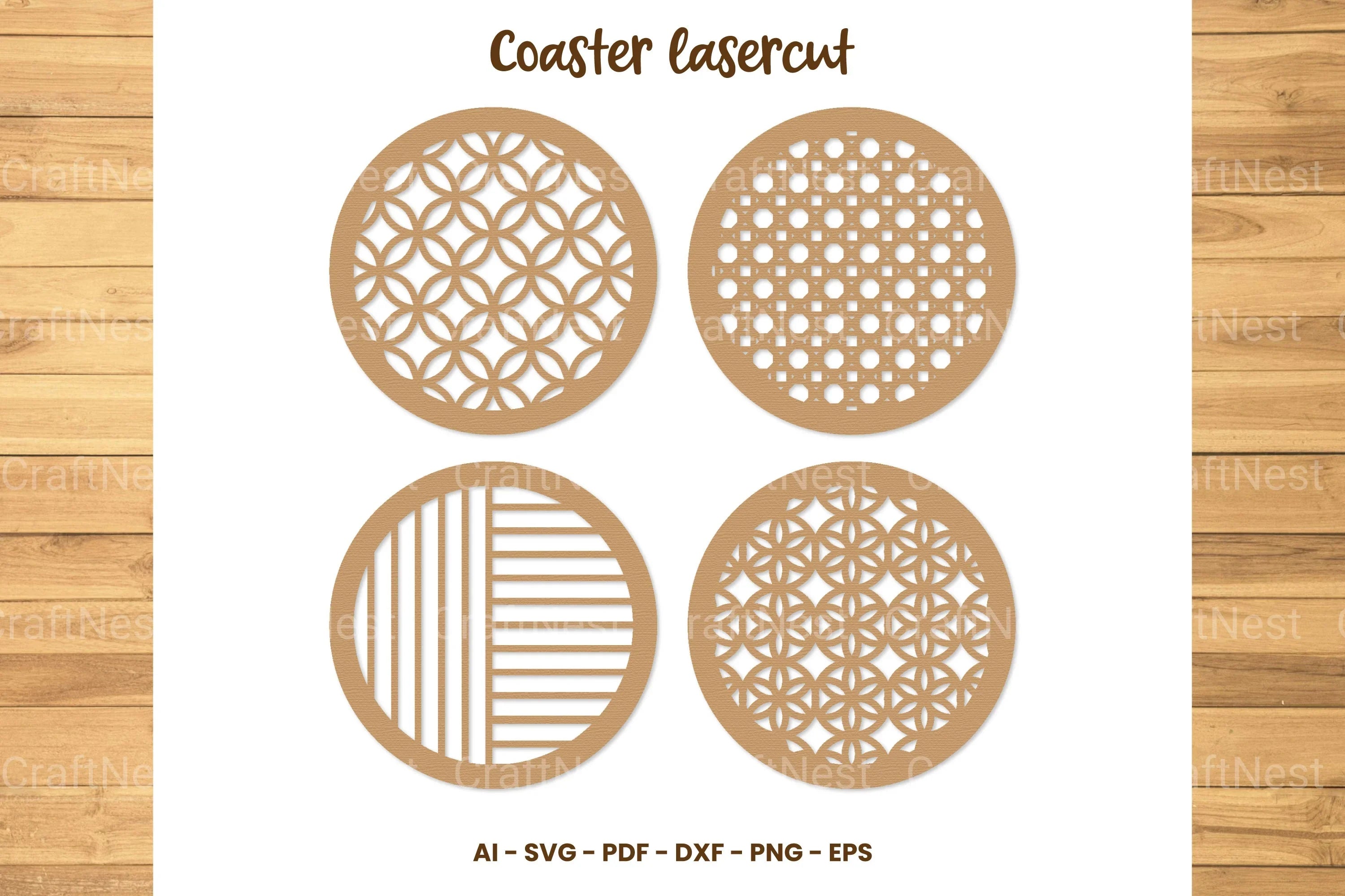 Coaster Lasercut SVG Bundle - CraftNest - Digital Crafting and Art