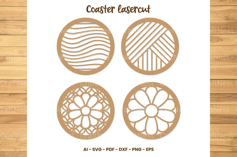 Coaster Lasercut SVG Bundle - CraftNest - Digital Crafting and Art