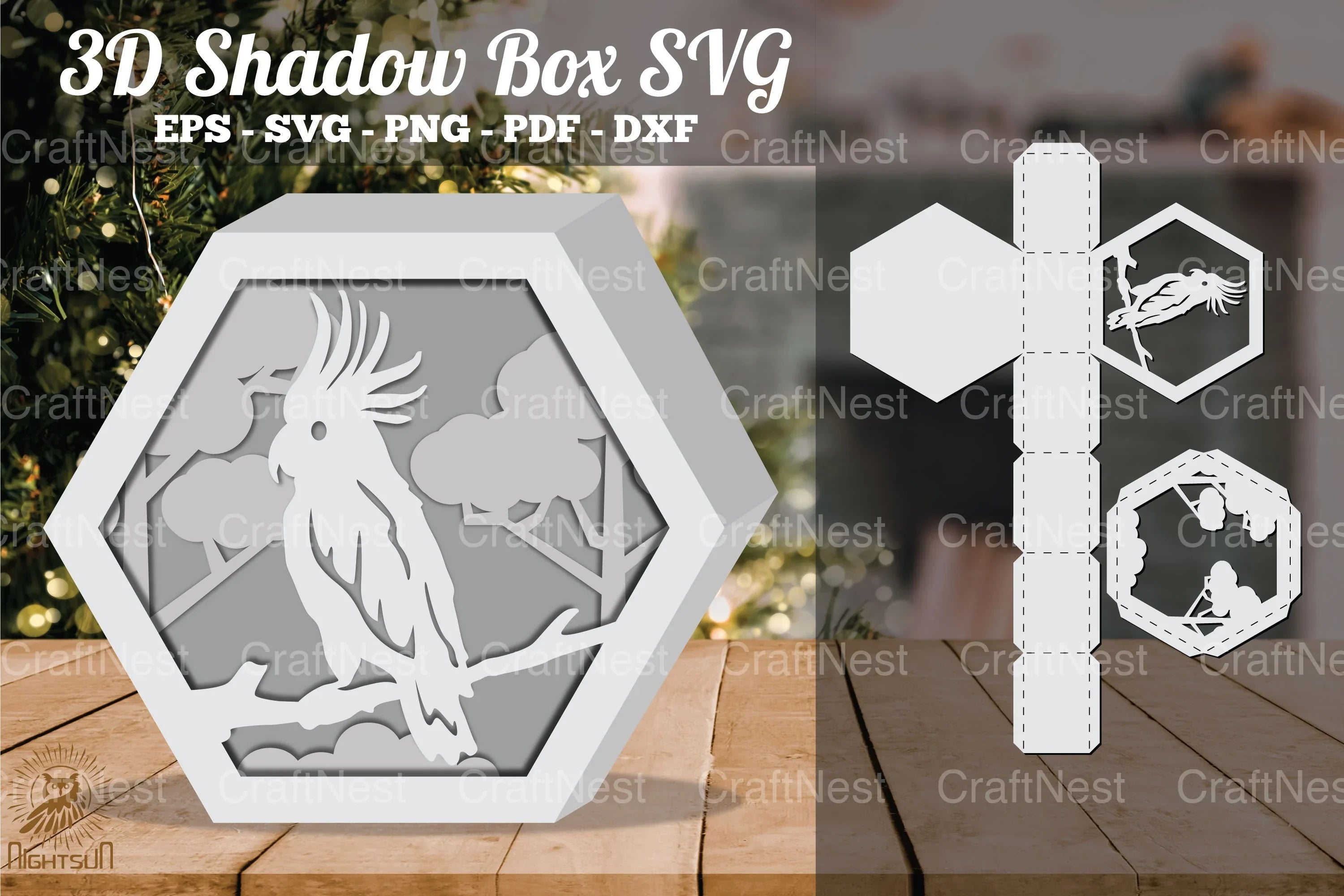 Cockatoo in Forest 3D Shadow Box Clipart Bundle - CraftNest - Digital Crafting and Art