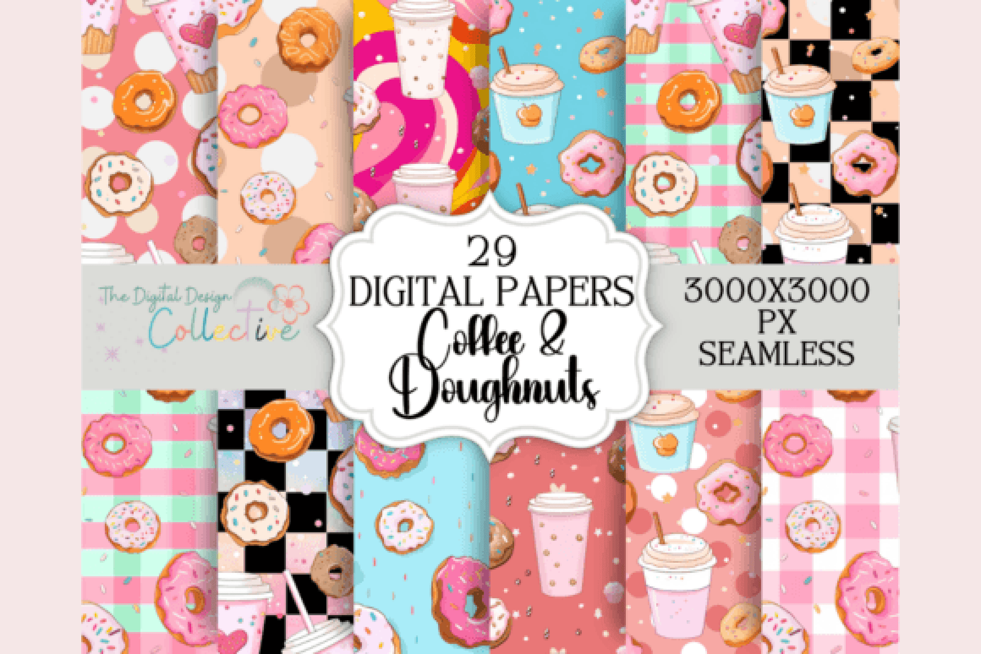 Charming Coffee & Donuts Seamless Digital Paper - CraftNest - Digital Crafting and Art