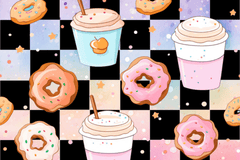 Charming Coffee & Donuts Seamless Digital Paper - CraftNest - Digital Crafting and Art