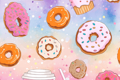 Charming Coffee & Donuts Seamless Digital Paper - CraftNest - Digital Crafting and Art