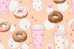 Charming Coffee & Donuts Seamless Digital Paper - CraftNest - Digital Crafting and Art