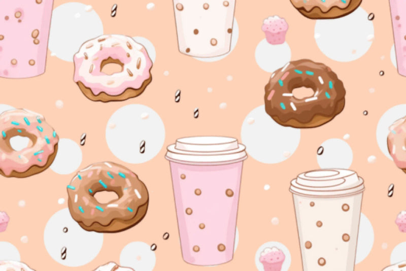Charming Coffee & Donuts Seamless Digital Paper - CraftNest - Digital Crafting and Art