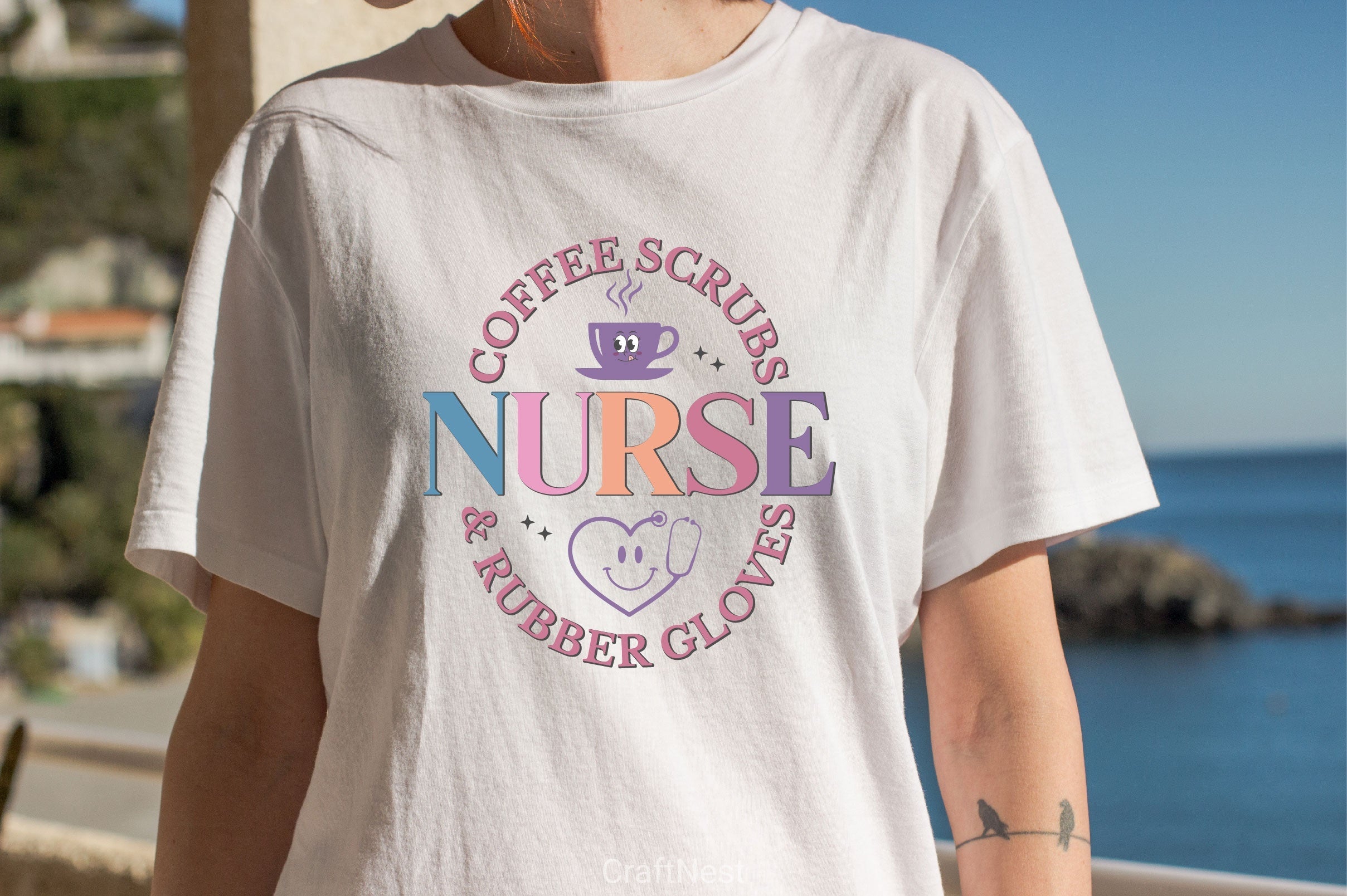 Coffee Scrubs Nurse & Rubber Gloves SVG Bundle