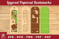 Coffee and Book Papercut Bookmark SVG Bundle - CraftNest - Digital Crafting and Art