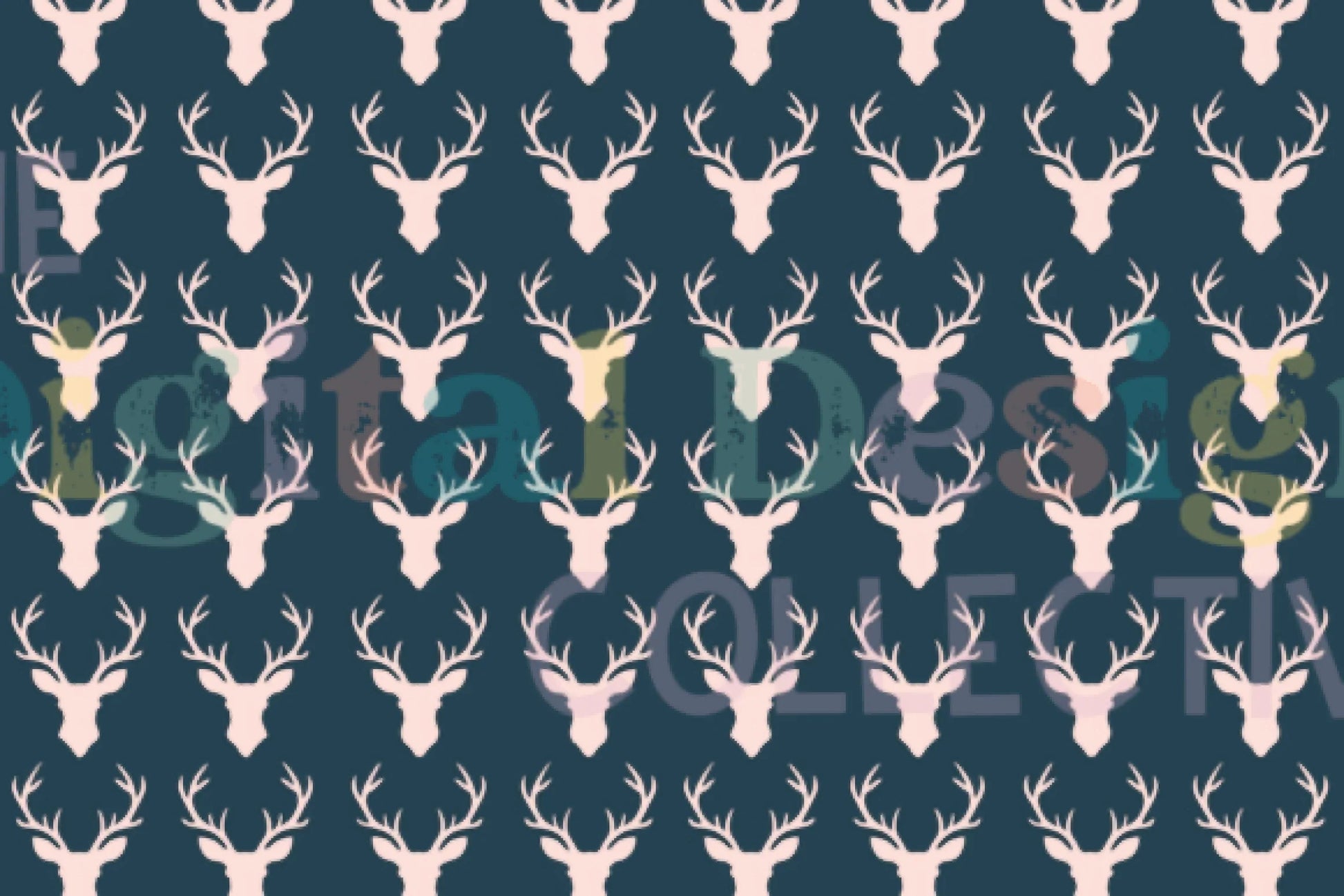 Vibrant Deer Head Digital Paper - CraftNest - Digital Crafting and Art